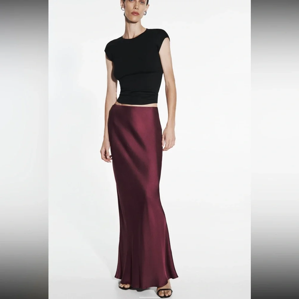 ZARA SATIN EFFECT LONG/ MAXI SKIRT - Picture 5 of 15